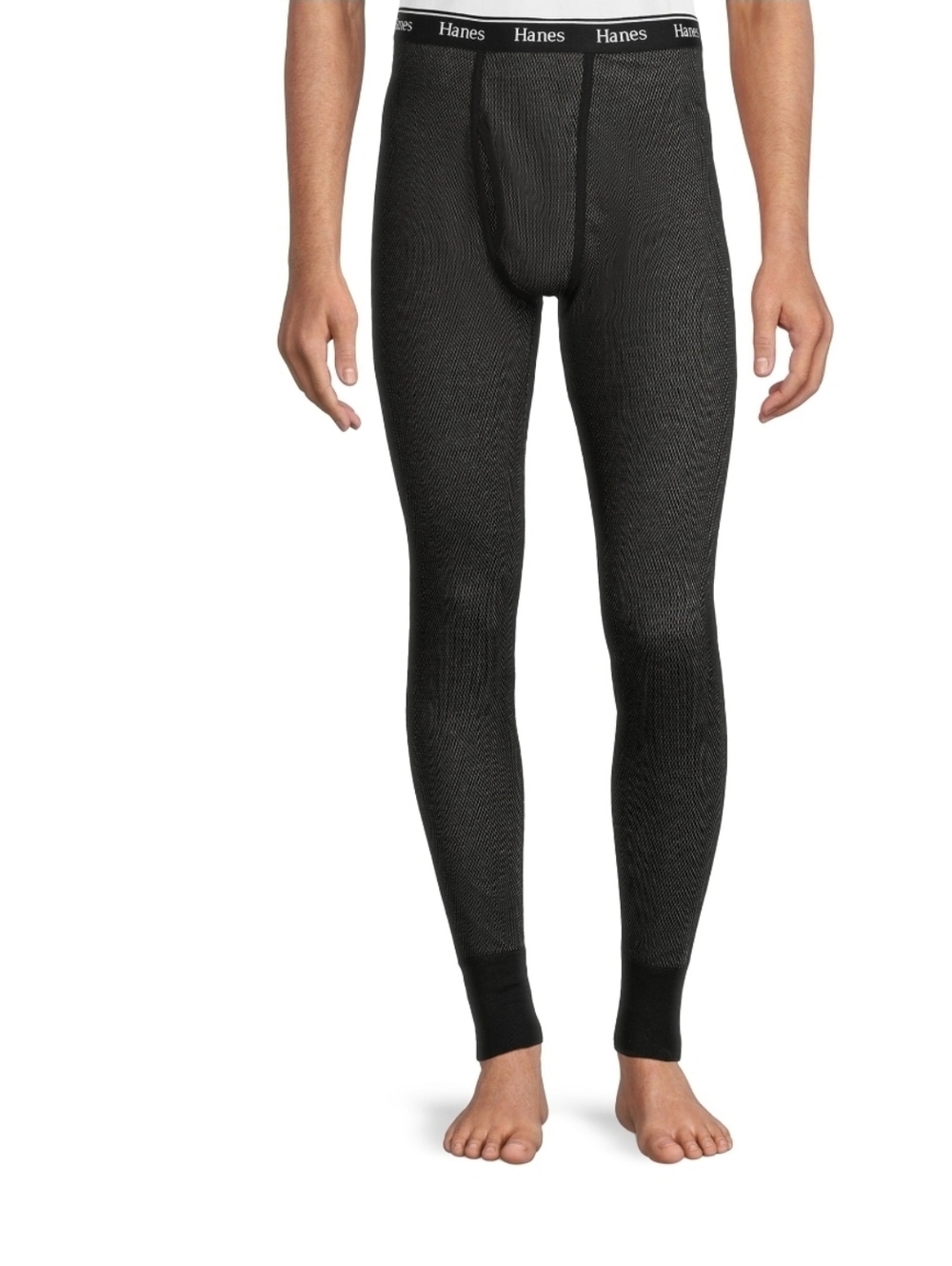 Hanes Men's Tagless Thermal Pant - Black with Heather Gray.       4
